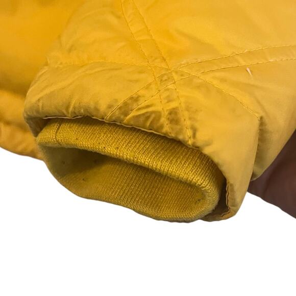 Lands End Goose Down Barn Chore Jacket Womens Small Quilted Hooded Yellow Parka - Picture 12 of 12